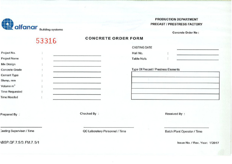 Attachments - Production - Concrete Order | PDF