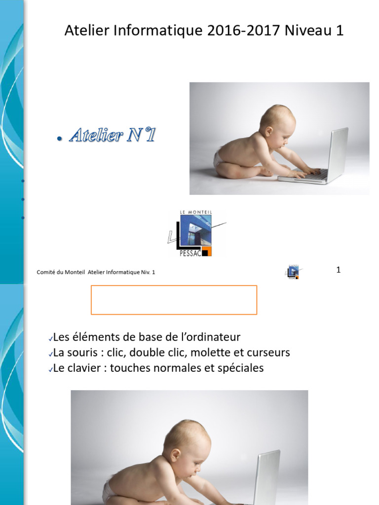 Découverte de L'ordinateur: Atelier Informatique 2016-2017 Niveau 1 | PDF