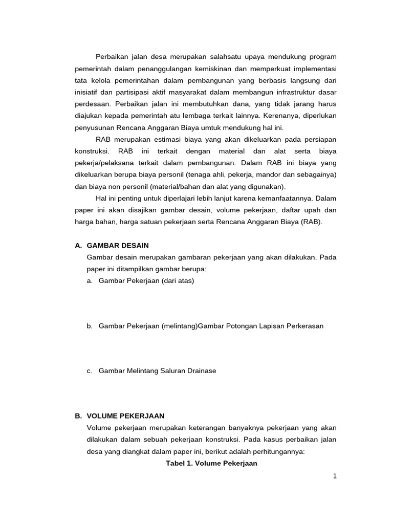 Contoh Tugas RAB Jalan | PDF