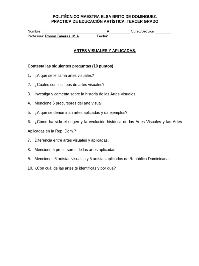 Artes Aplicadas y Visuales Guia PDF