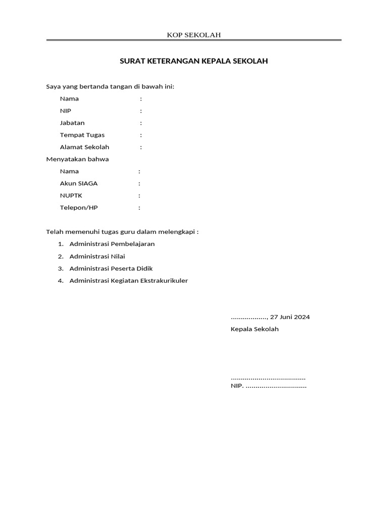 Surat Keterangan Administrasi RPL | PDF