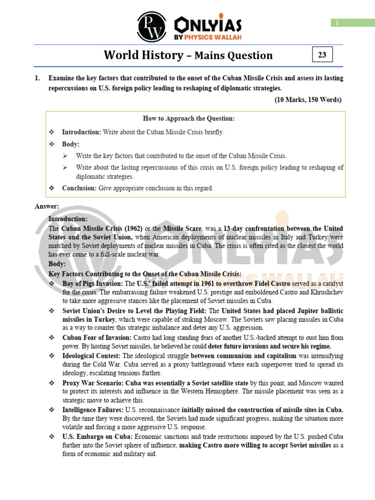 66fe59bb14a191b89e42da36 - ## - World History 23 Mains Question | PDF ...