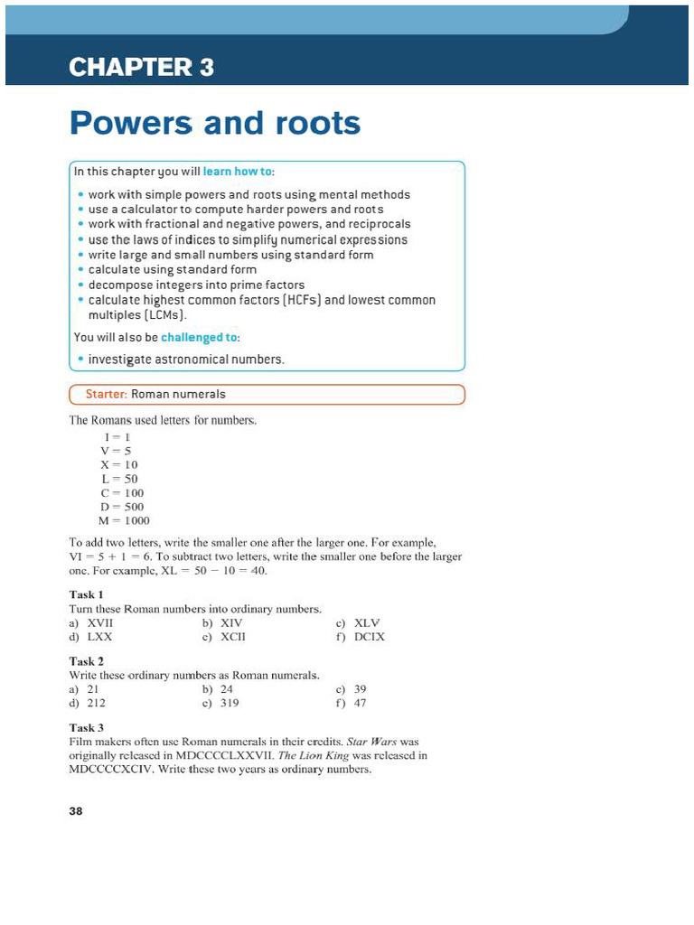 Chapter 3 Powers and Roots | PDF