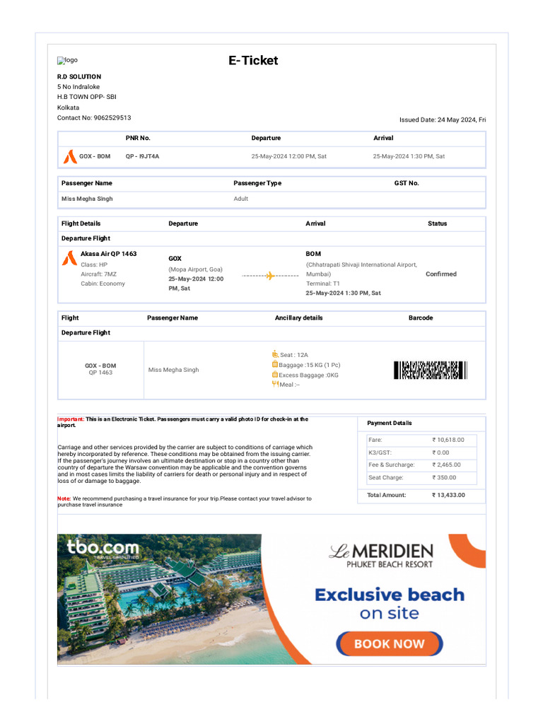 E-Ticket: R.D Solution | PDF