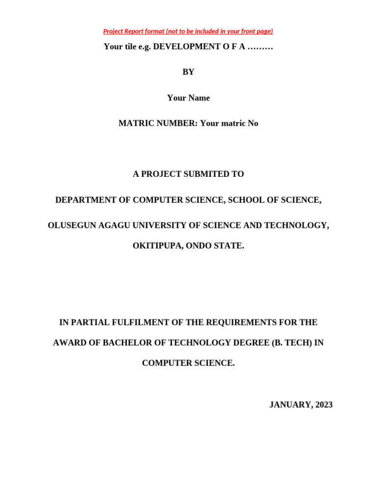 Project Report Format - Updated | PDF