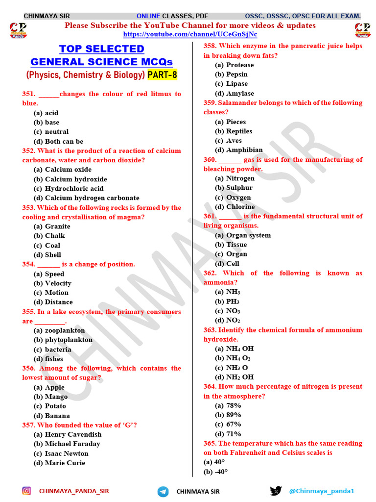 Top 500 selected general science questions part 8 by cp sir pdf
