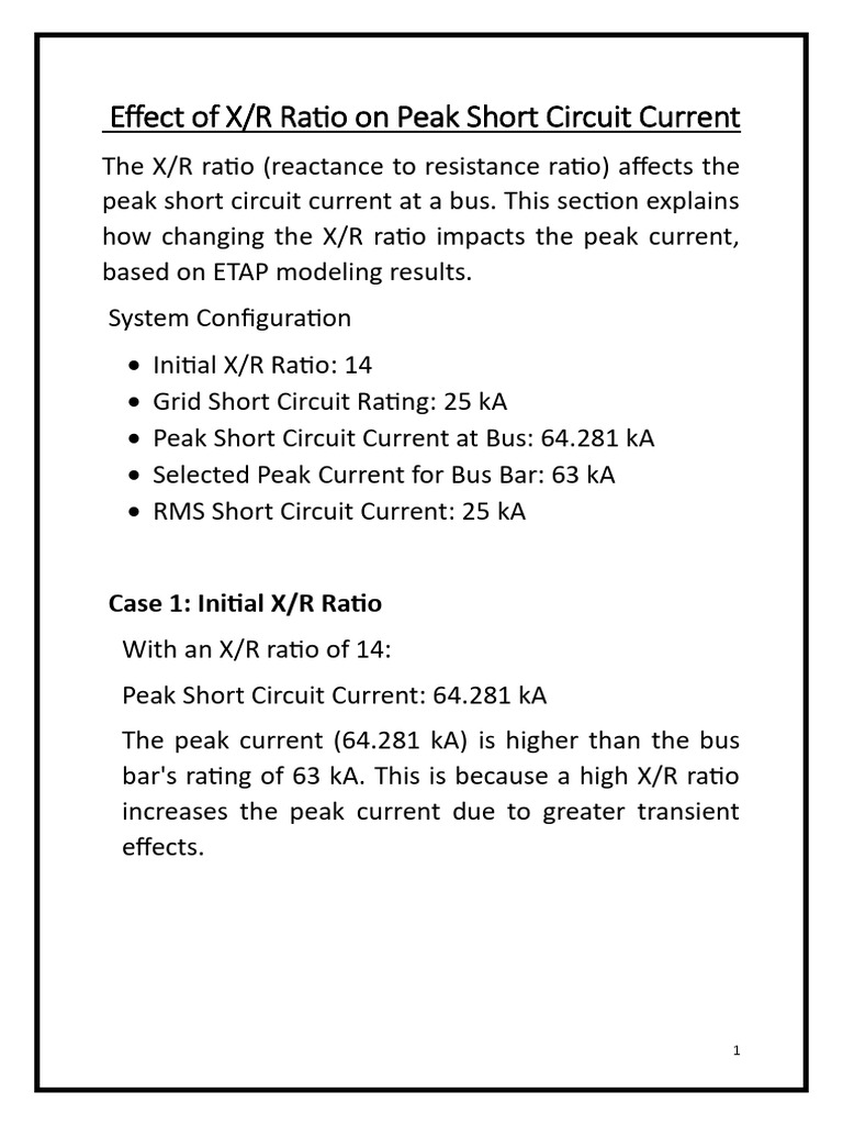 X/R Ratio Impact on Short Circuit Current | PDF