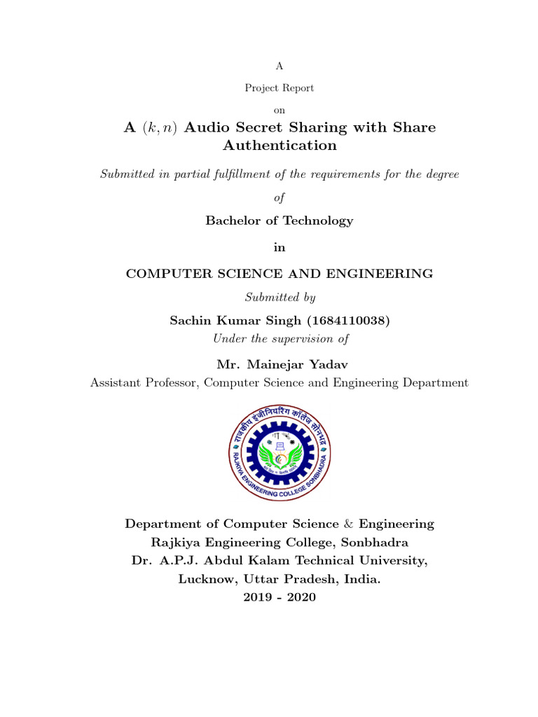 Project Report - A (K, N) Audio Secret Sharing With Share ...