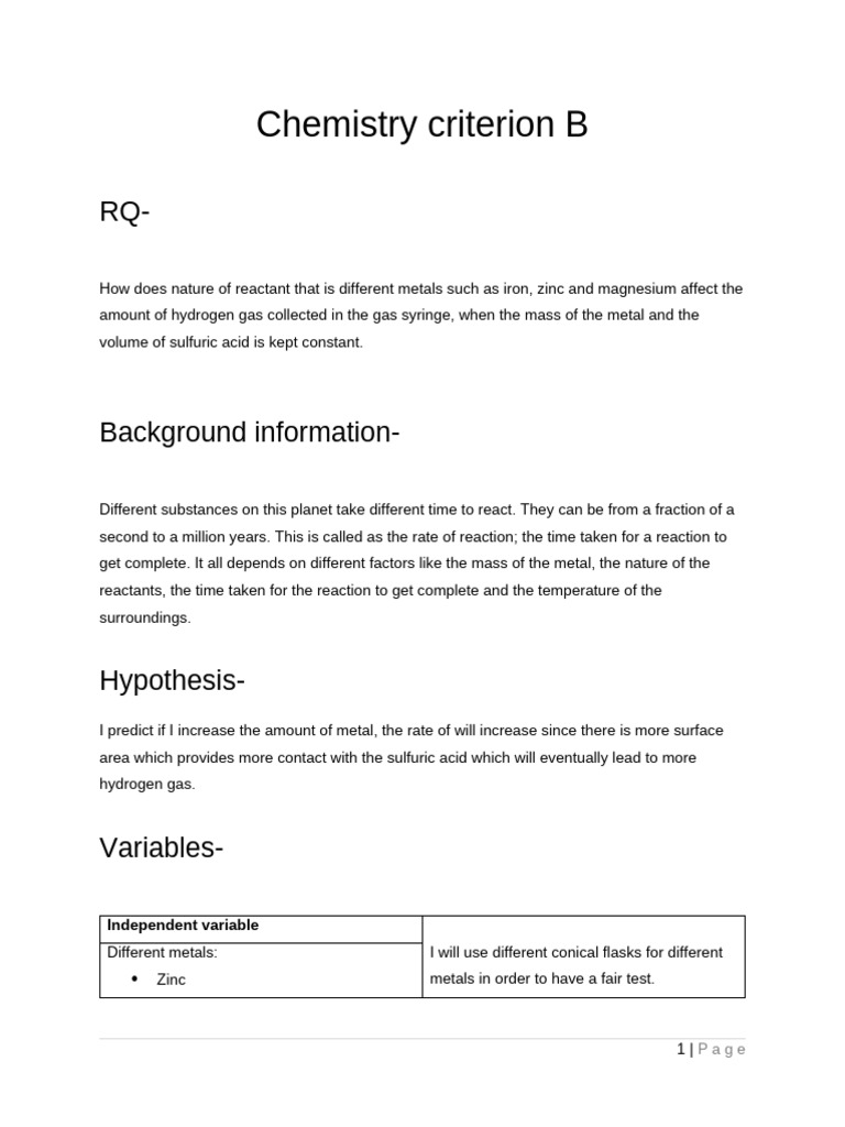 Chemistry Criterion B | PDF