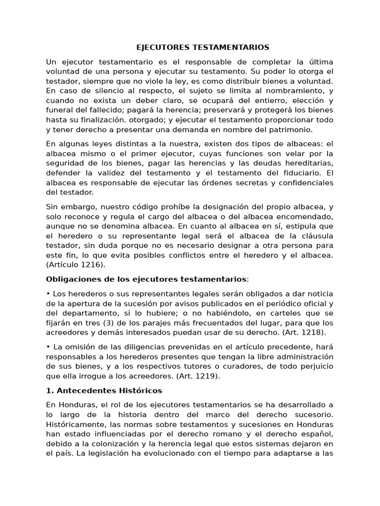 Funciones del Ejecutor Testamentario | PDF | Albacea | Herencia