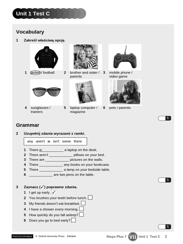 Steps Plus VII - U1 - C Test | PDF