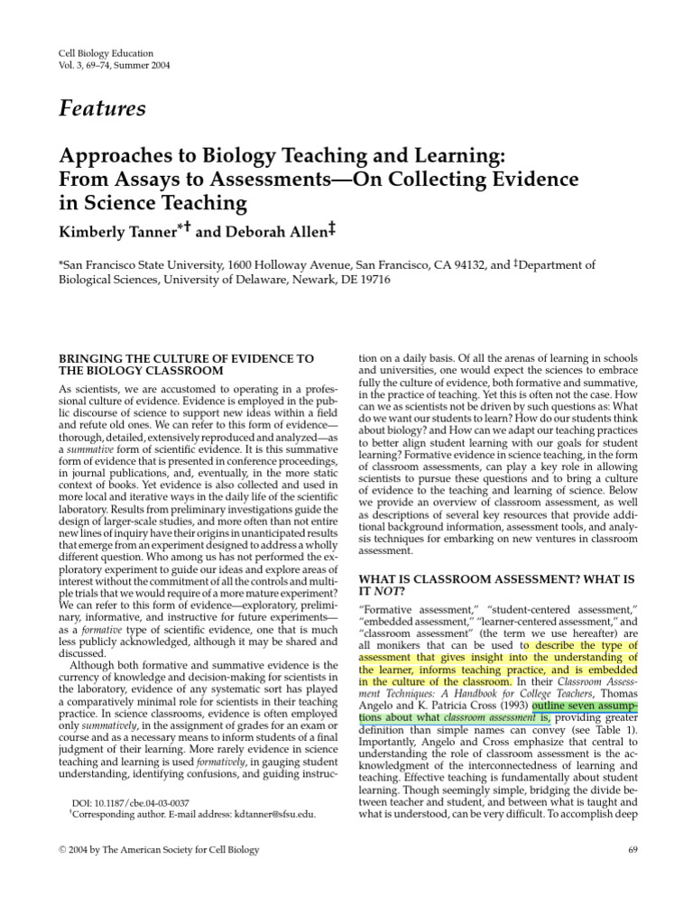 Topic 9 Classroom Assessment Pdf