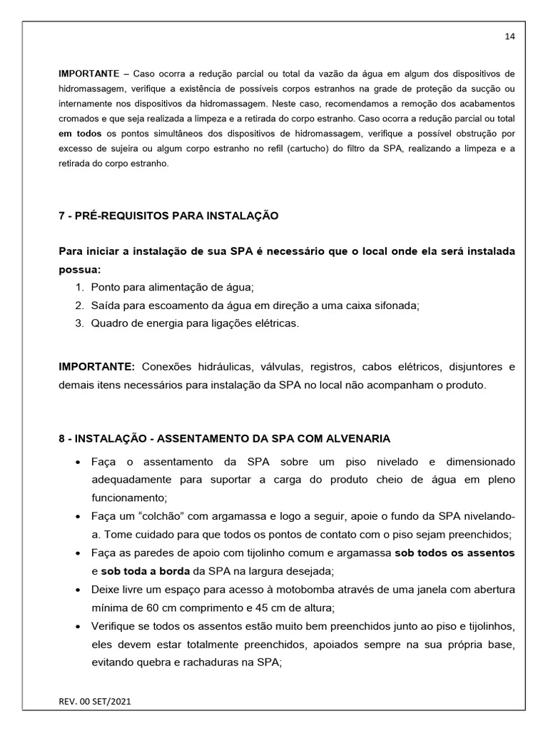 Instalação Alvenaria Spas | PDF