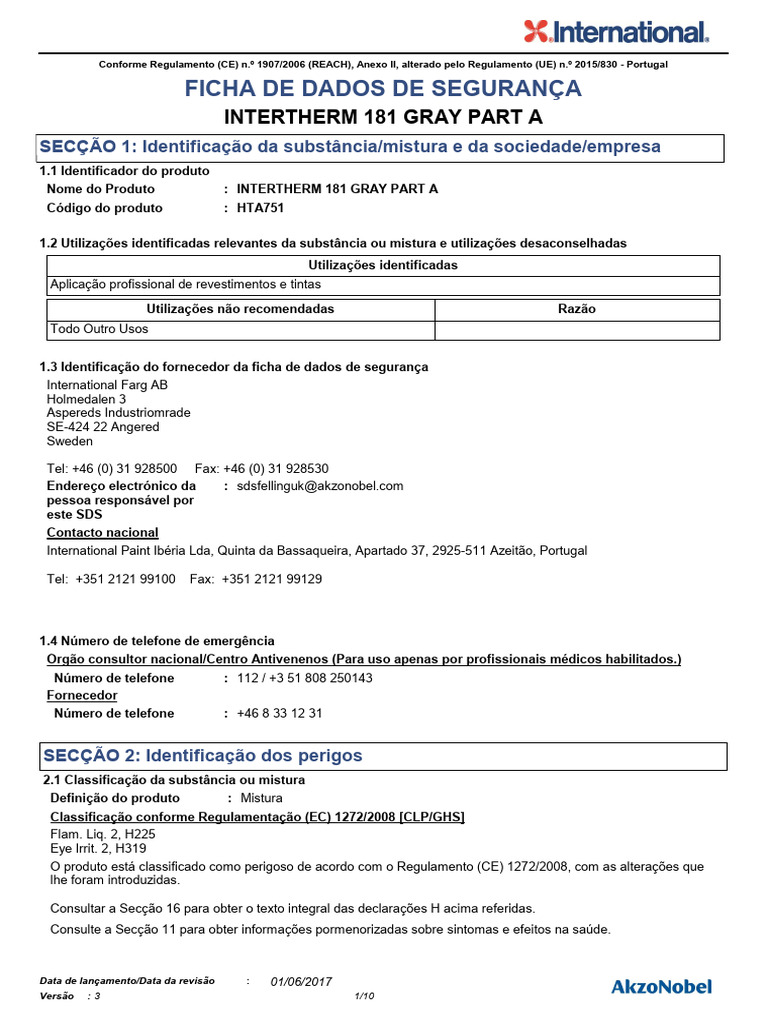 FDS Material Relacionado com tintas UN 1263 | PDF