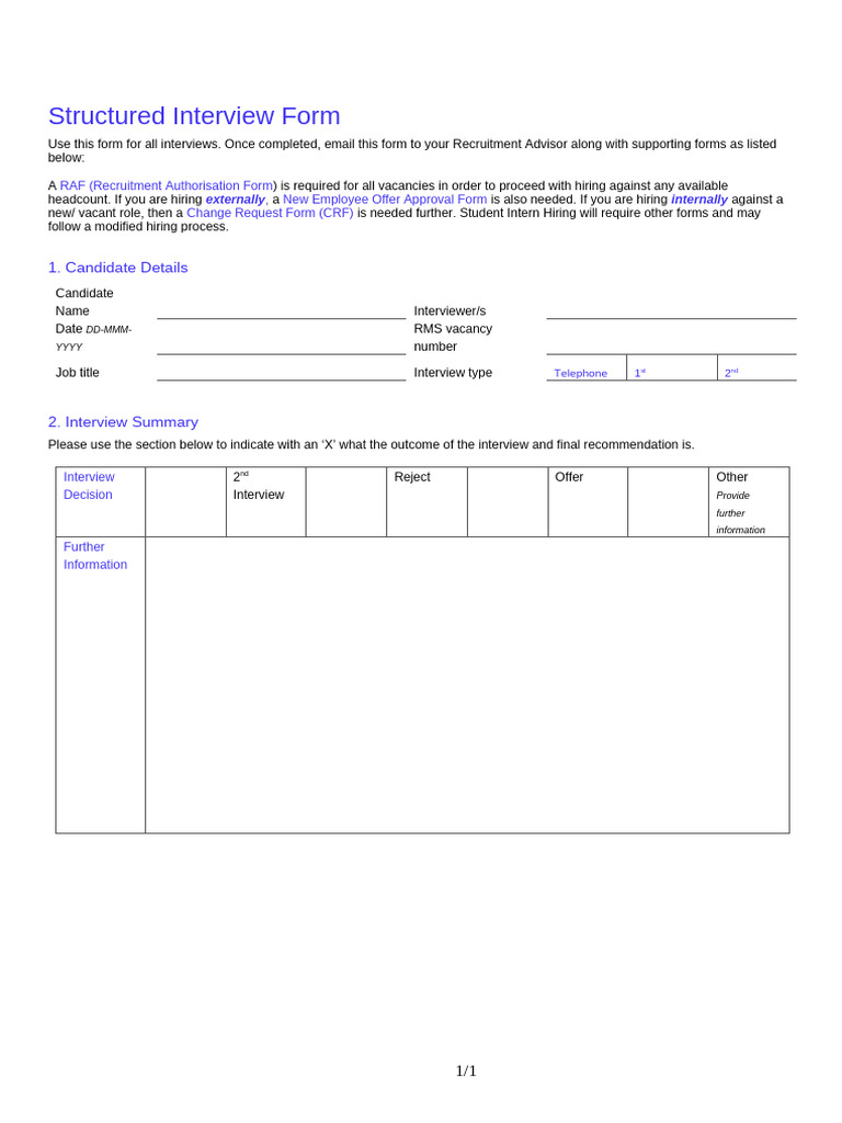 Structured Interview Form (.22) | PDF