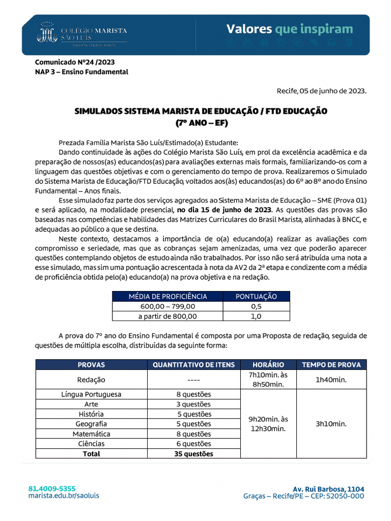 Simulado Ftd 7o Ano Ef Pdf