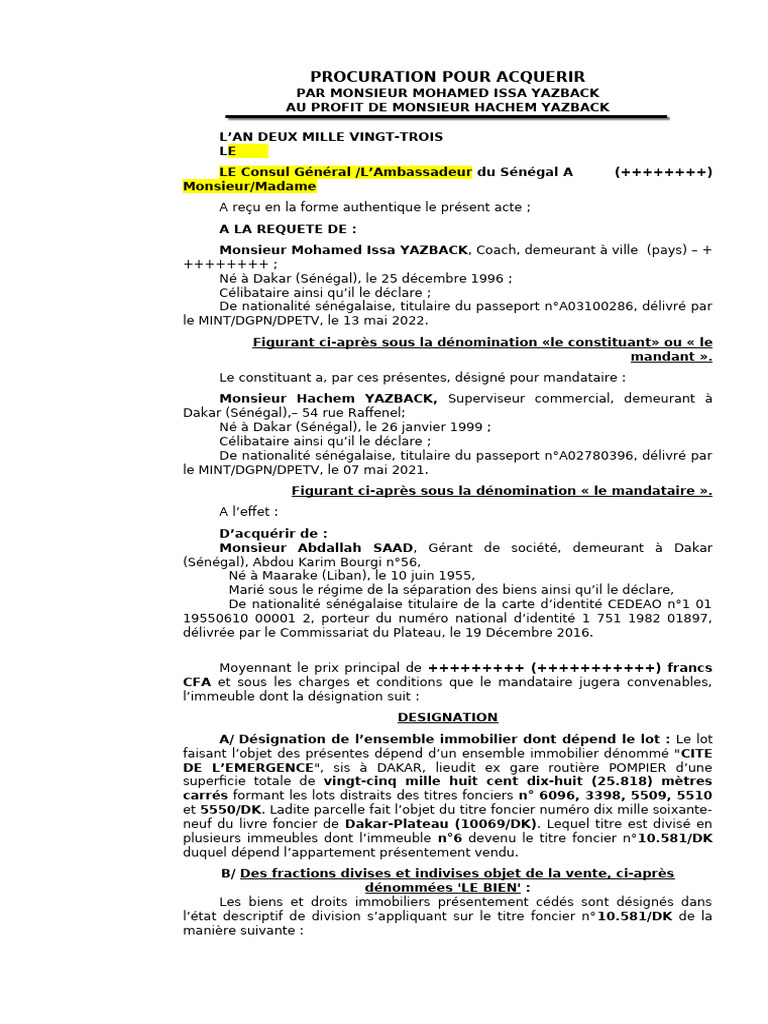 Copie de Copie de Modele Procuration | PDF