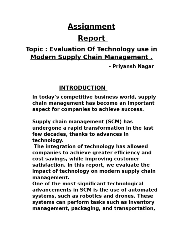 SCM Assignment | PDF