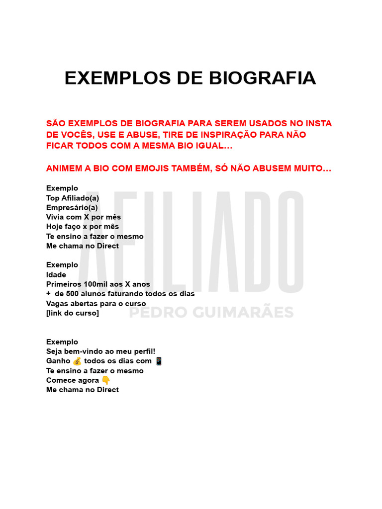 Exemplos de Biografia | PDF