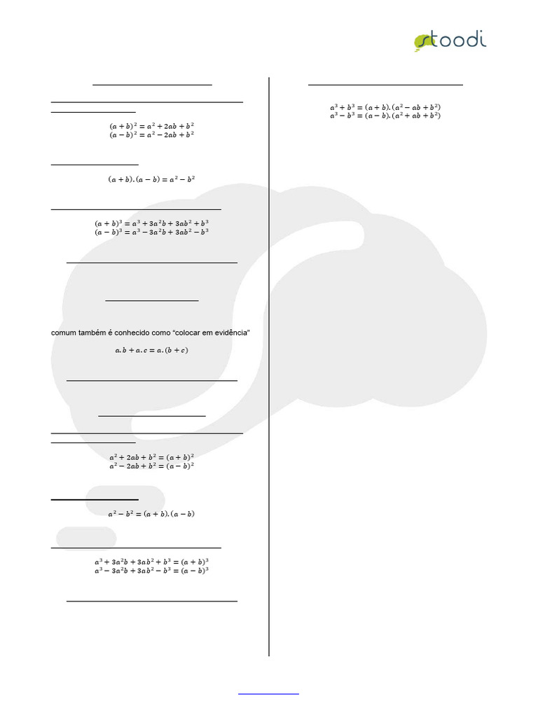 Matematica Expressoes Algebricas E Fatoracao Algebrica V01 PDF