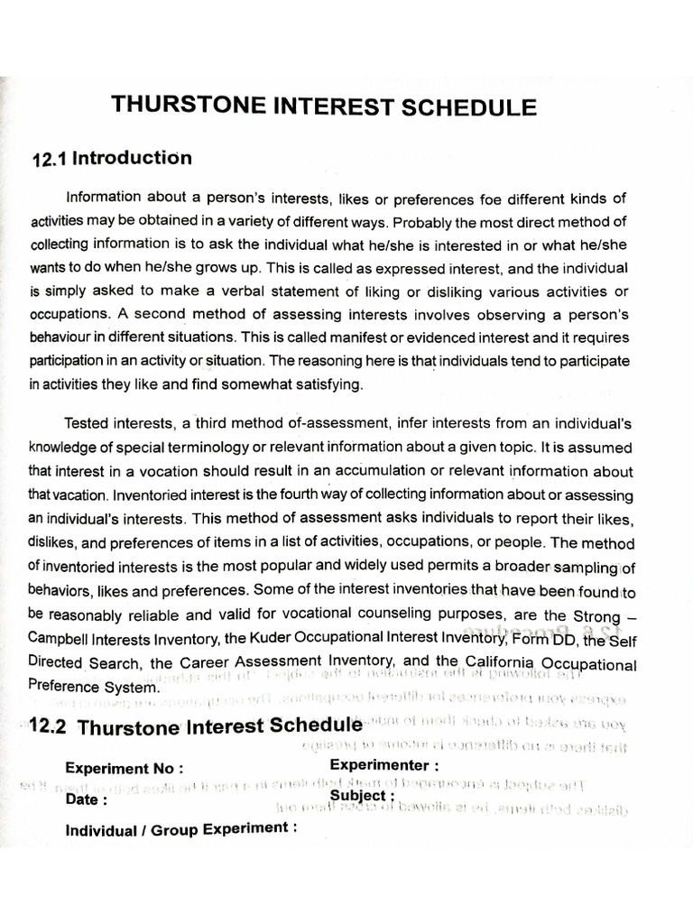 3a. Thurston Interest Schedule - Theory | PDF