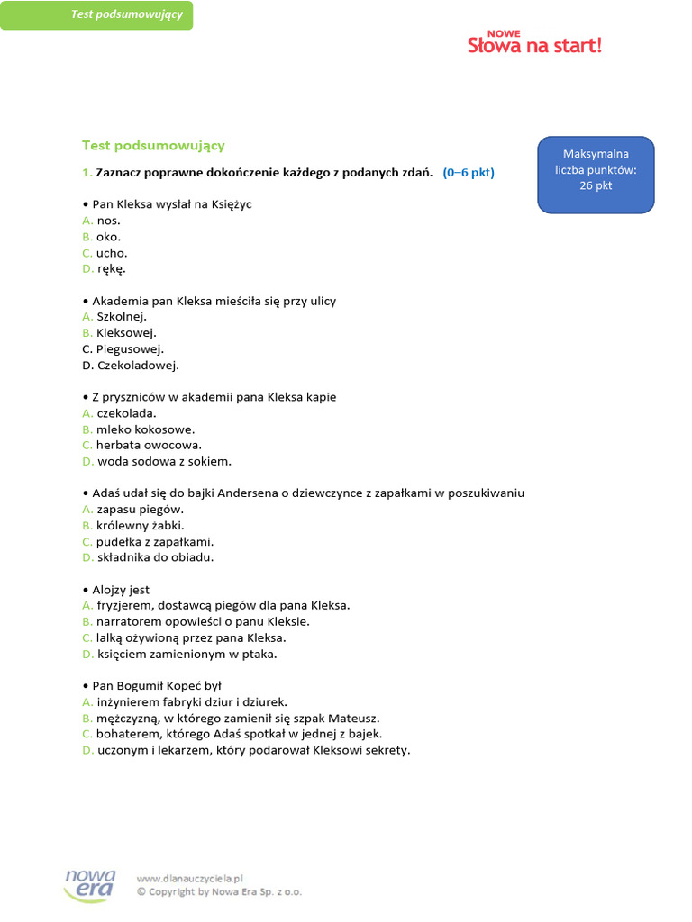 test-podsumowuj-cy-akademia-pana-kleksa-pdf