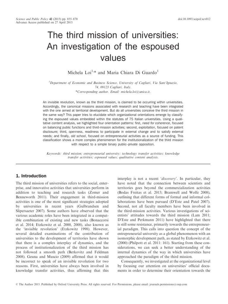 2015 - The Third Mission of Universities - An Investigation of The ...