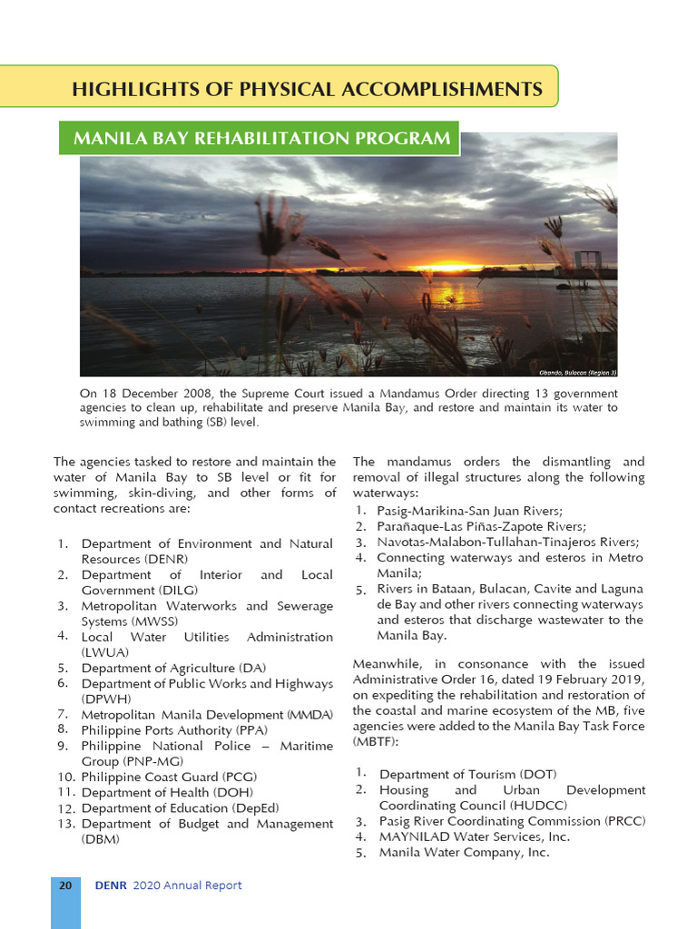 Manila Bay Rehabilitation Program | PDF