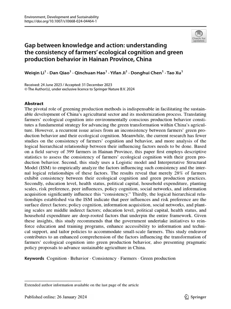 Li 等 - 2024 - Gap between knowledge and action Understanding the ...