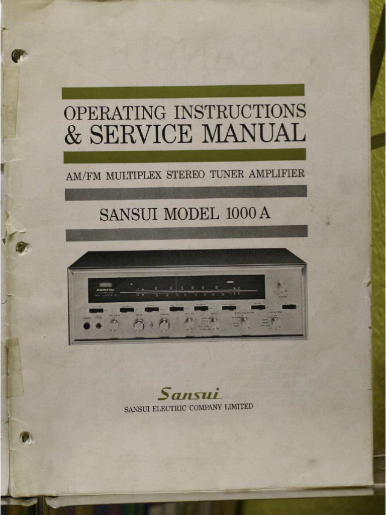 Sansui 1000A OwnersService 2 Pot 8-16ohm Phase Rect 4-Voltage Manual ...