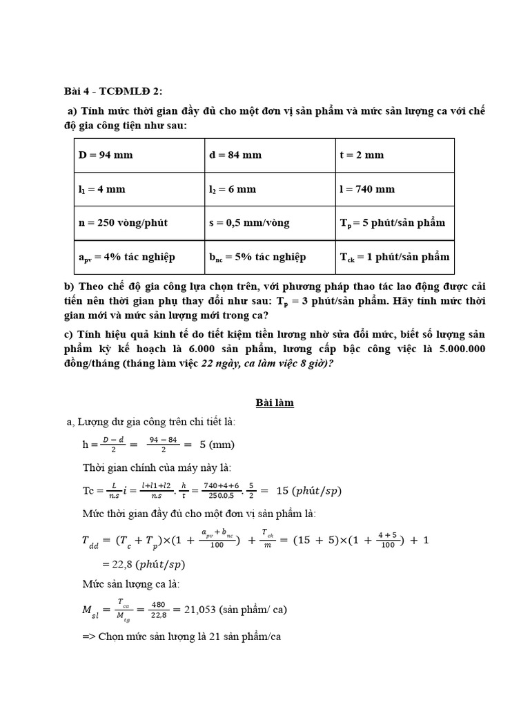bài tập tính toán 4 | PDF