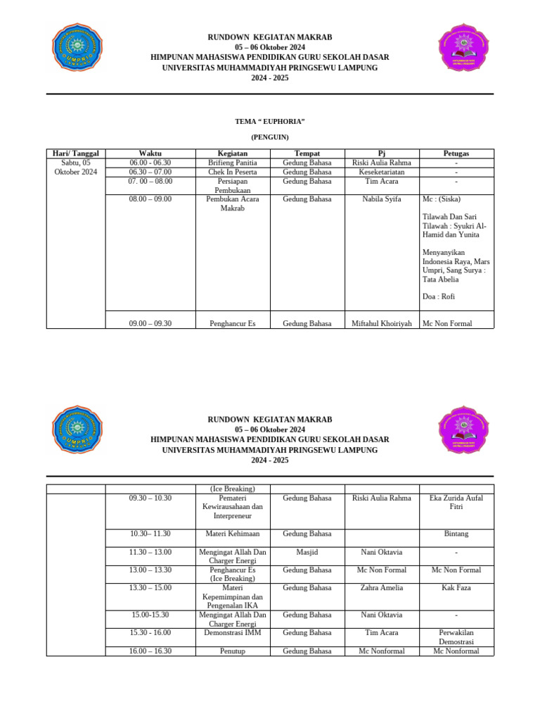 Rundown Makrab Joss 2024 | PDF