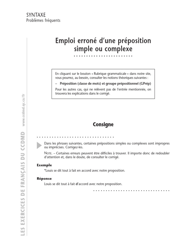 Correction de Prépositions | PDF