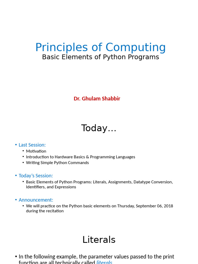 Basic Elements Of Python