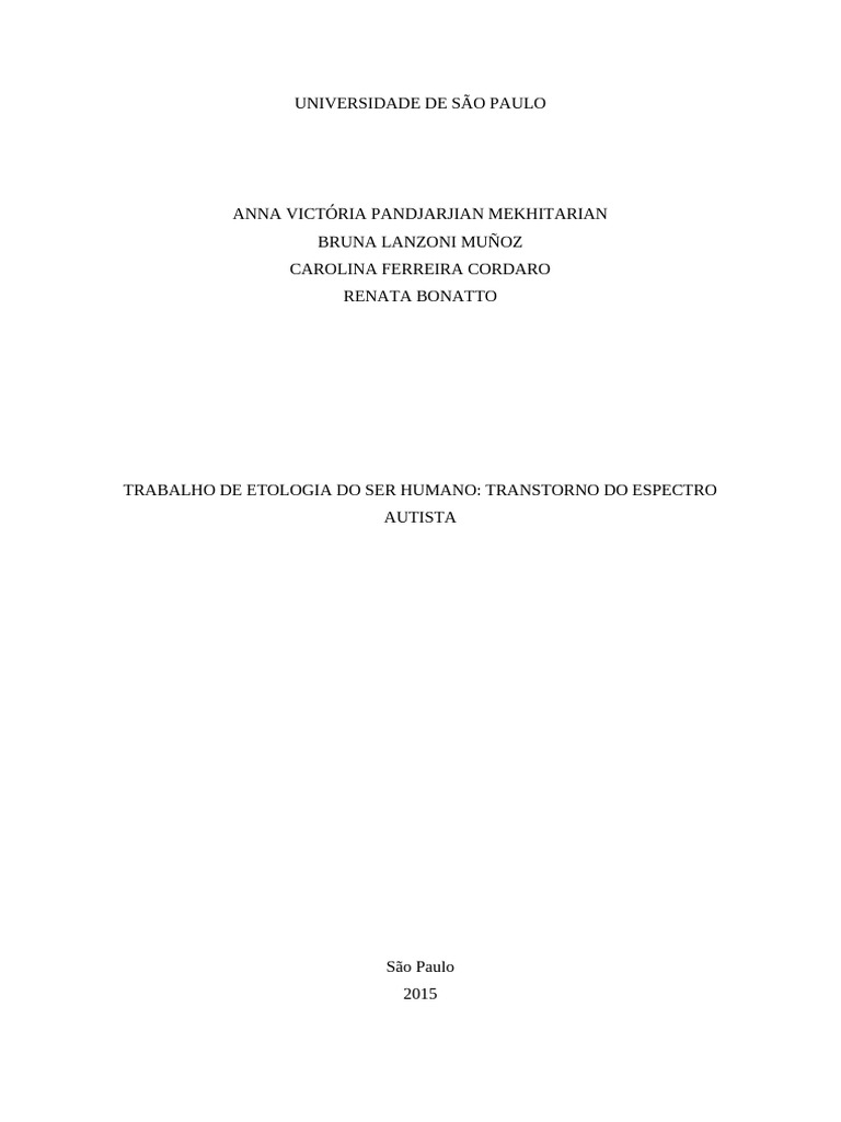 AUTISMO Anna Bruna Carol Renata | PDF