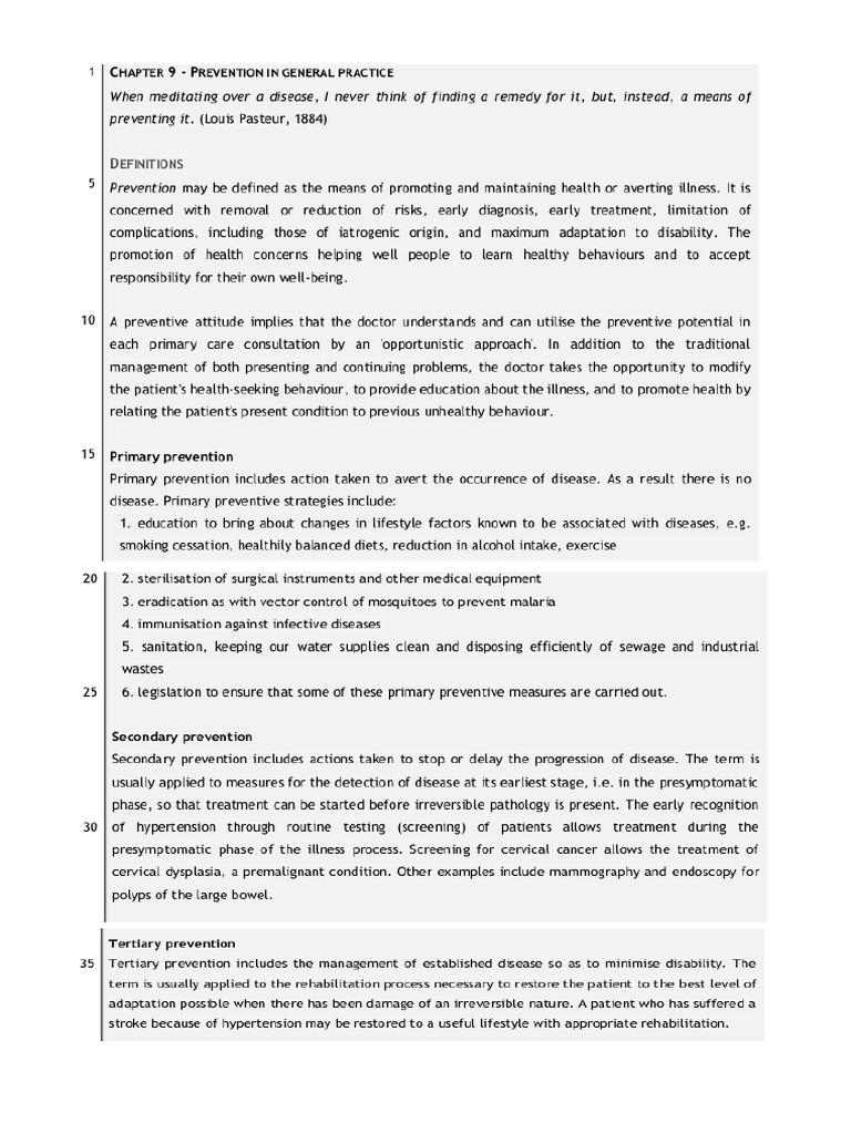 Texto 9 - Prevention in General Practice | PDF