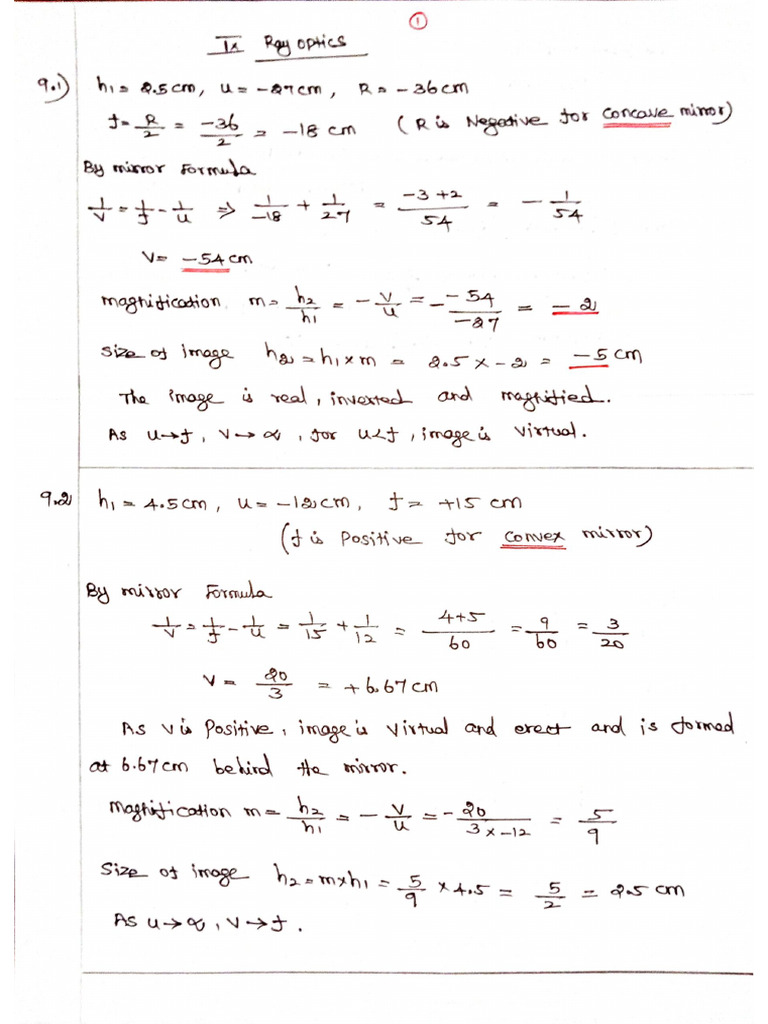 Ray Optics Numericals | PDF