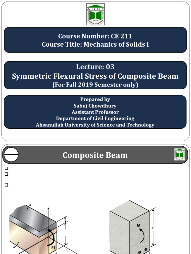 CE 211 Lecture 03 (Symmetric Flexural Stress of Composite Beam) | PDF