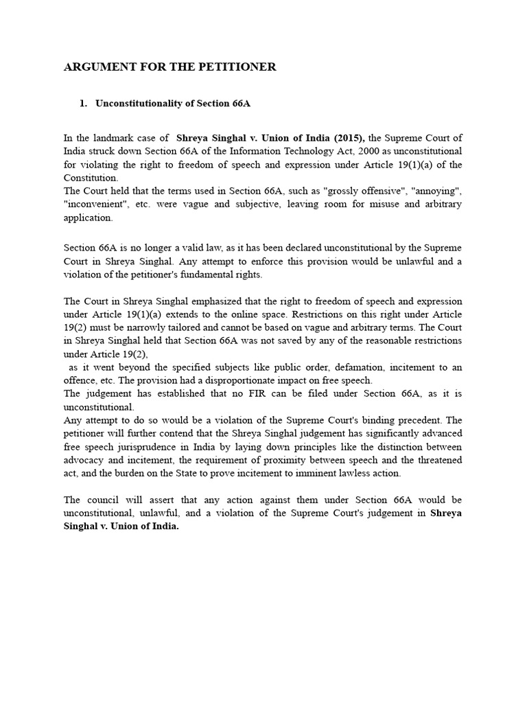 Unconstitutionality of Section 66A | PDF