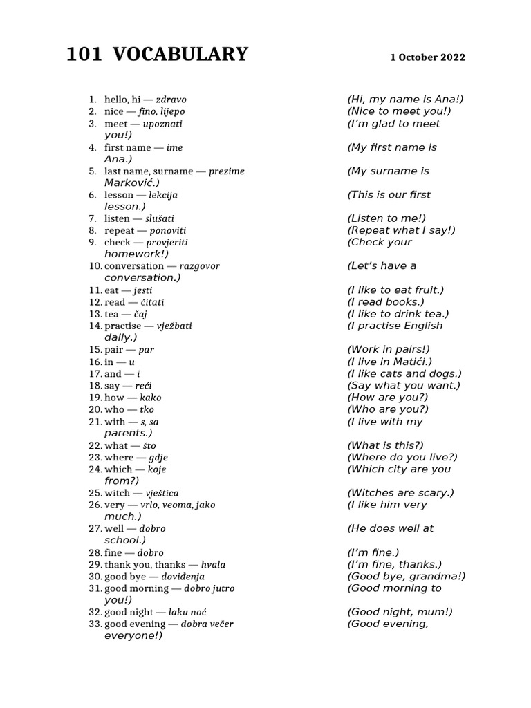 101 Vocabulary | PDF