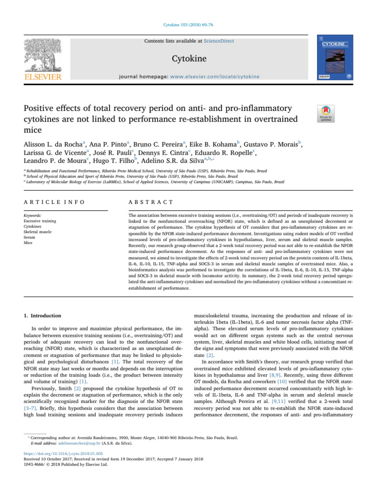Positive Effects of Total Recovery Period On Anti - and Pro ...