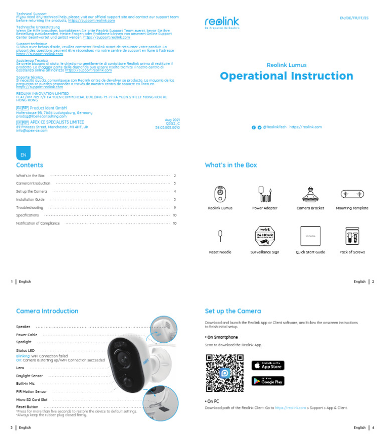Reolink Lumus Setup and Troubleshooting Guide | PDF | Camera | Home ...