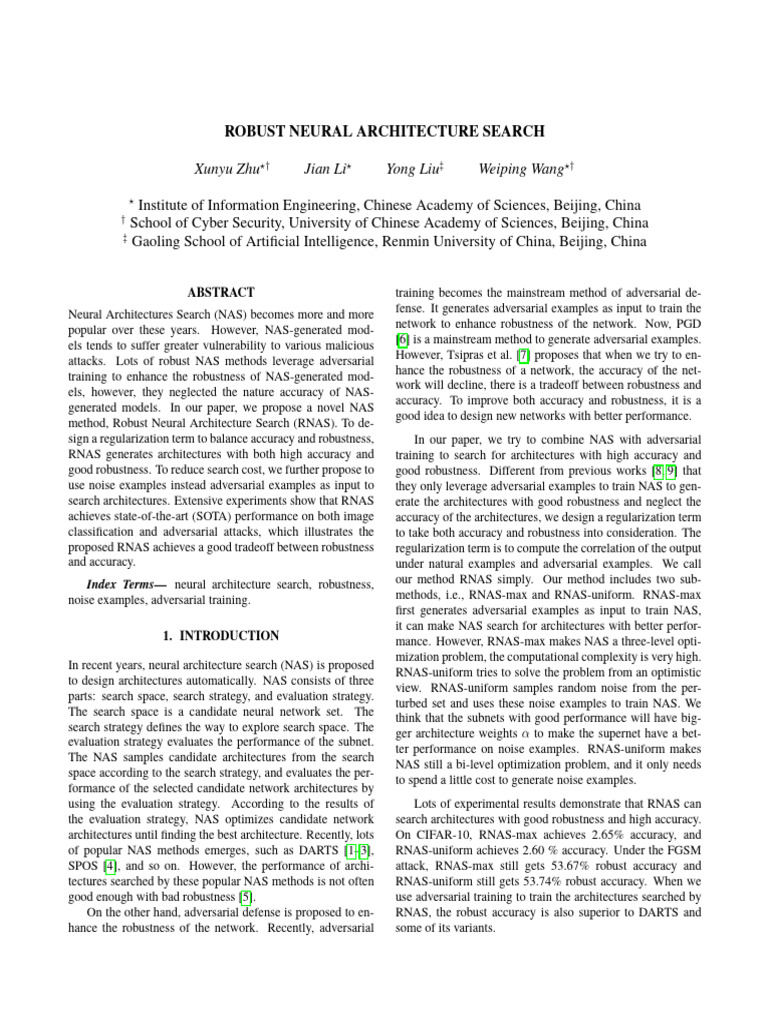 Robust Neural Architecture Search | PDF