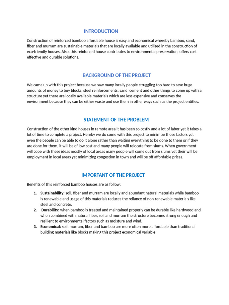 Introduction Of The Project Pdf