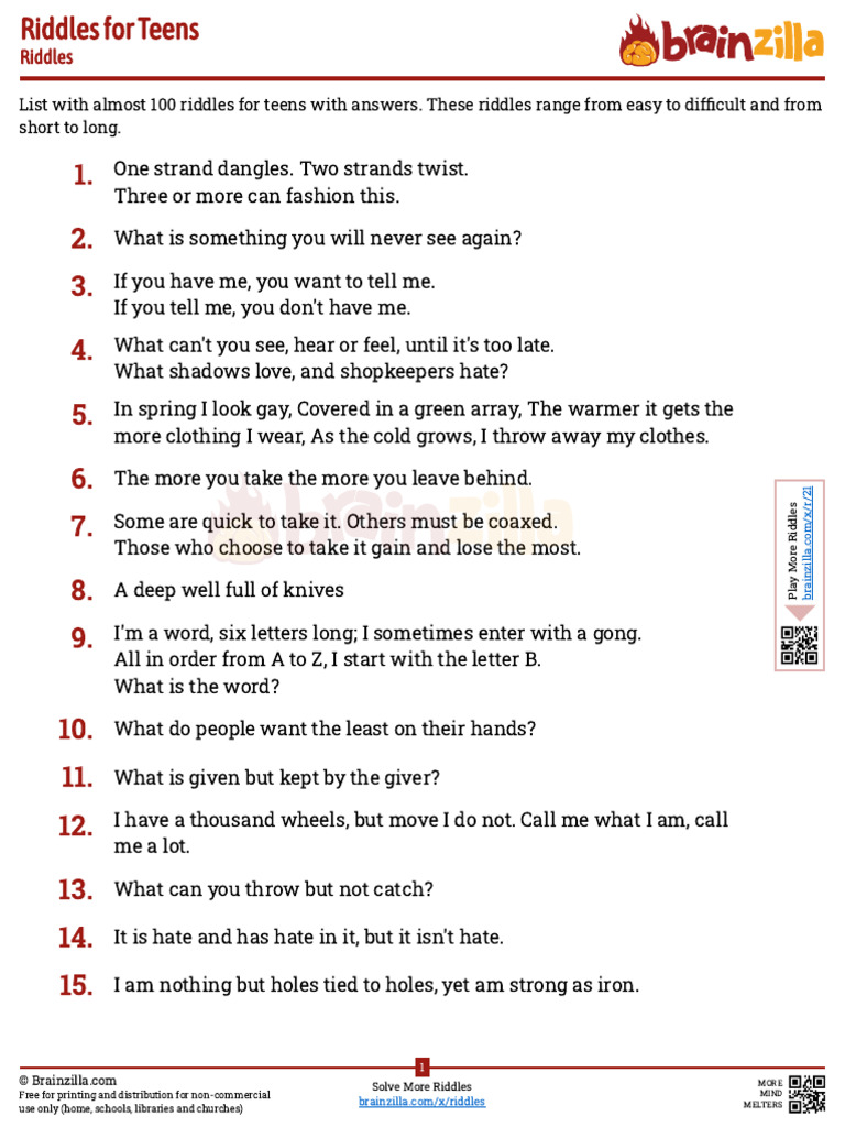 Riddles For Teens | PDF
