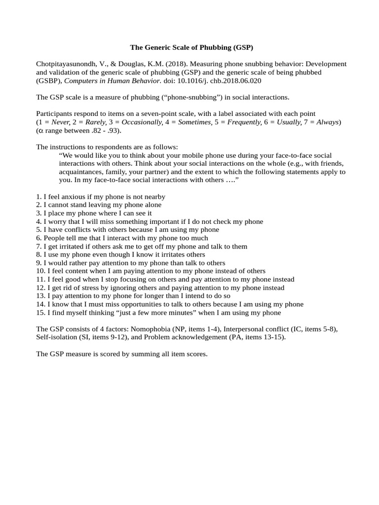 GSP and Gs BP Scales and Instructions | PDF