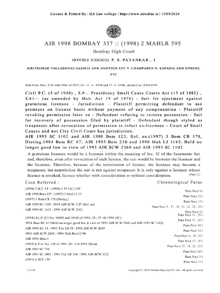 Air 1998 Bombay 337 | PDF
