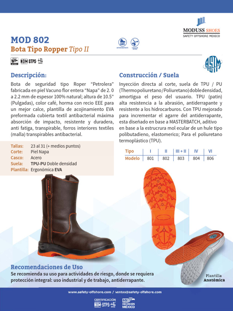 802 Bota Tipo Ropper Café Suela Naranja | PDF