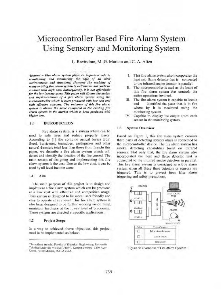 Microcontroller Based Fire Alarm System Using Sensory and Monitoring ...