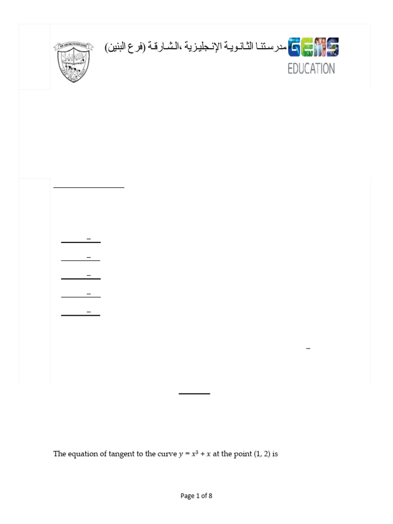 Sample Paper - Half Yearly Examination Applied Math Grade 12 | PDF